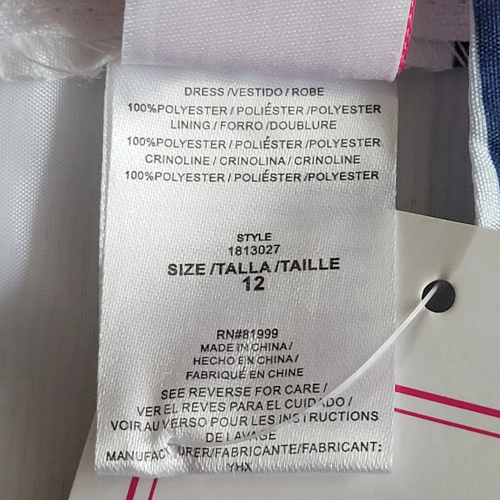 NWT Pretty As A Picture Blue and White Dress Size 12